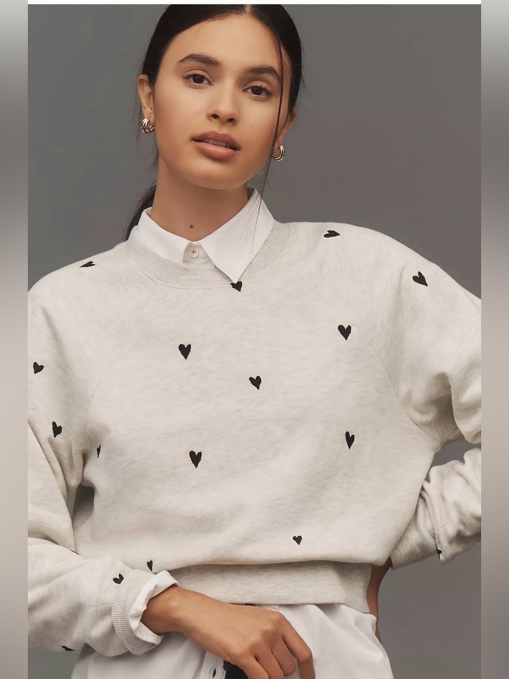 Maeve Embroidered Shrunken Crewneck Sweatshirt - Size M